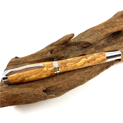 Dřevěné kuličkové pero Elegance - Oliva silver